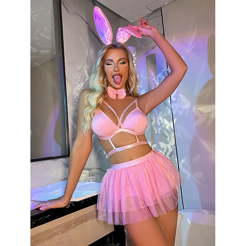 Bunny Girl Halloween Cosplay Costume Tutu Bra Sexy Costume Adults' Women's Carnival Masquerade Mardi Gras Performance Party Halloween Easy Halloween Costumes Dress Up2