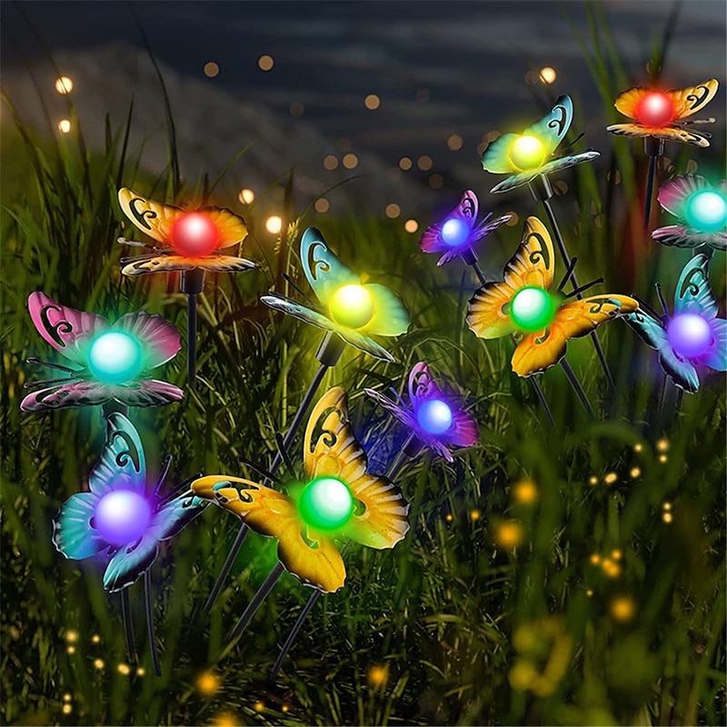 Solar Garden Lights Butterfly Garden Decor Landscape Solar Butterflies Swaying Lights Dance in Wind Stakes Yard Patio Lawn2