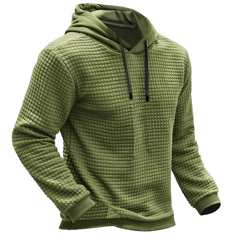 Men's Hoodie Waffle Hoodies Blue Brown Green Khaki Gray Hooded Plain Ribbed Textured Knit-texture Sports & Outdoor Daily Holiday Polyester Streetwear Cool Casual Spring &  Fall Clothing Apparel3