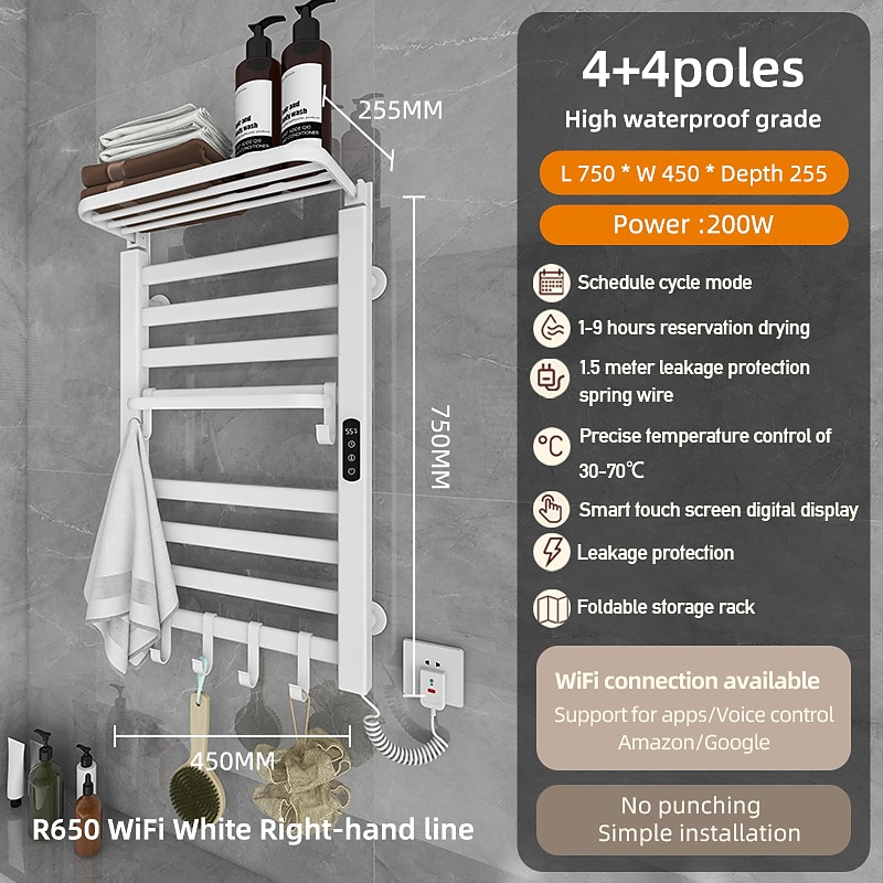 Electric Towel Warmers Radiator, Wall-Mounted & Freestanding Heated Towel Drying Rack, Aluminum Alloy Heated Towel Rail for Bathroom2