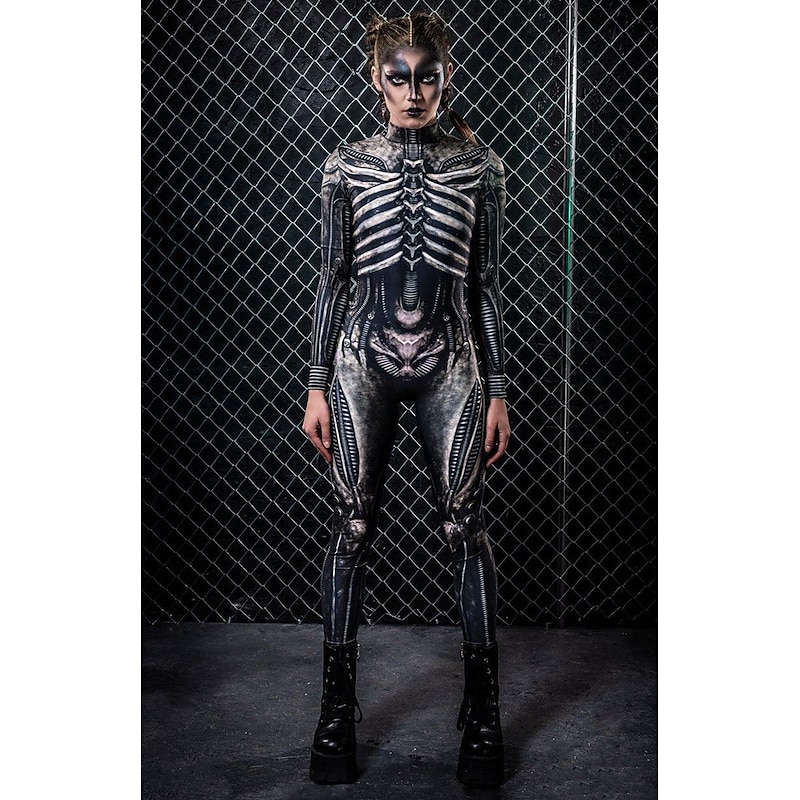 Skeleton Skull Halloween Cosplay Costume Bodysuits Carnival Costume Full Body Suit Cosplay Kid's Adults' Women's Carnival Masquerade Mardi Gras Performance Party Halloween Easy Halloween Costumes2