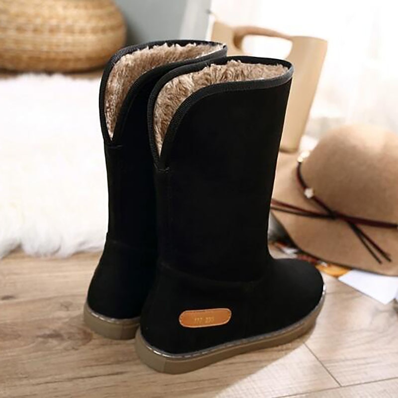 Women's Black Faux Fur Lined Ankle Boots, 2 - Way Cuff Winter Snow Boots with Non - Slip Sole, Cozy & Versatile for Fall/Winter2