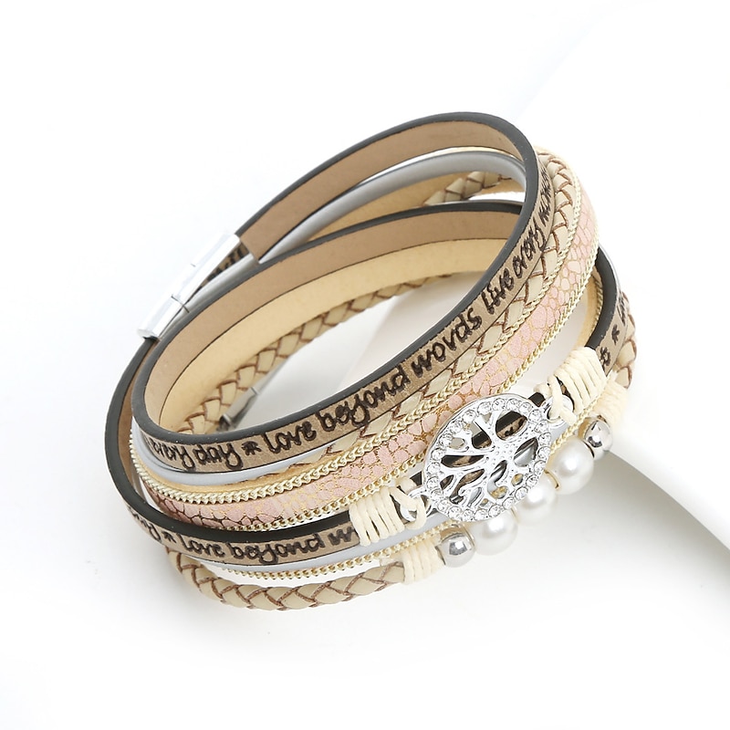 Women's Loom Bracelet Layered Tree of Life Weave Punk Fashion Personalized Elegant Holiday Leather Bracelet Jewelry Brown For Gift Holiday Date Festival4