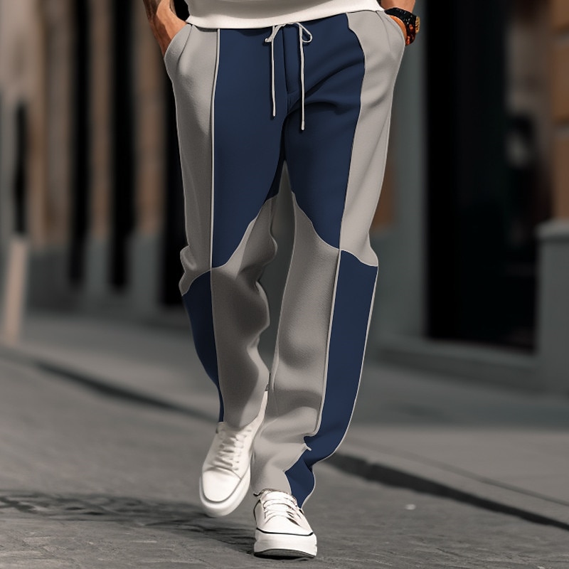 Men's Sweatpants Joggers Trousers Straight Leg Sweatpants Patchwork Drawstring Elastic Waist Color Block Comfort Breathable Casual Daily Holiday Sports Fashion Pumpkin White2
