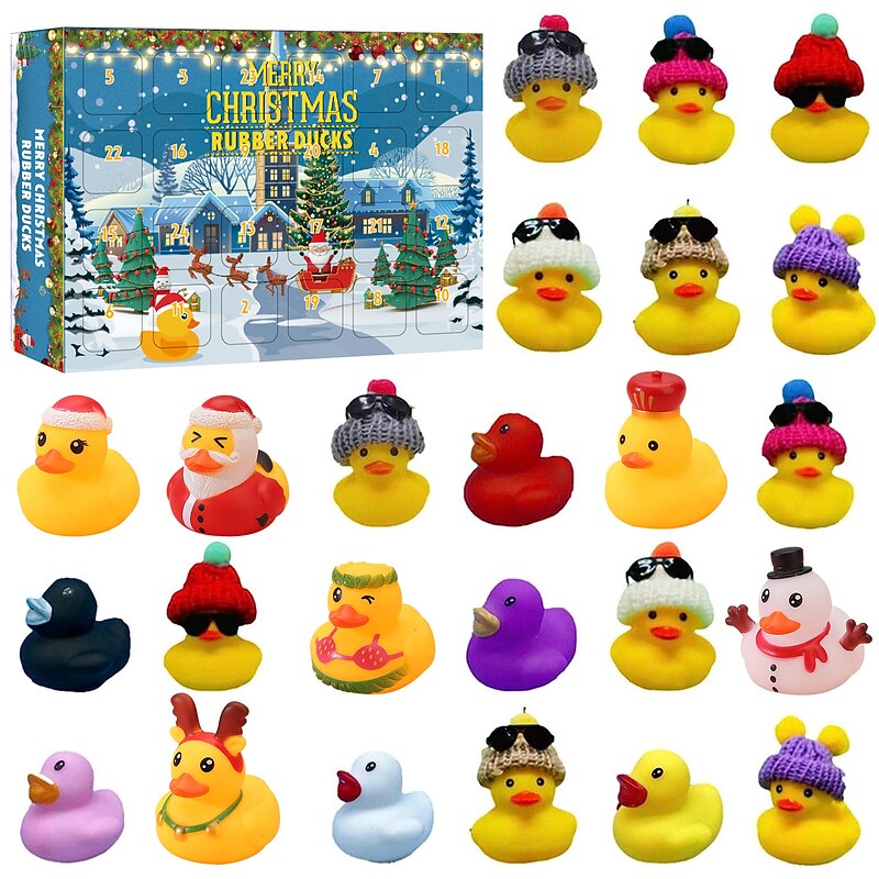 Christmas Advent Calendar Blind Box,Christmas Rubber Duck Gift Little Yellow Duck Christmas Advent Calendar Box Countdown Blind Box Toy Set for Christmas Gifts