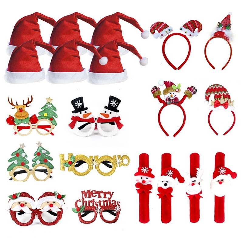 Christmas Decorations Glasses Set Adults And Children's Christmas Gifts Hats Headbands And Clapping Rings