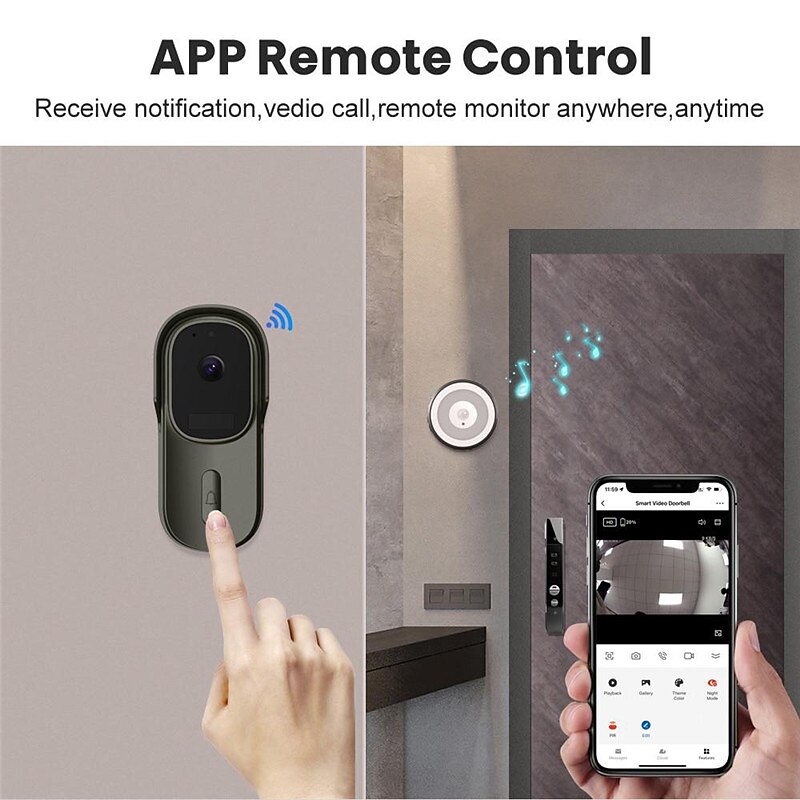 Tuya Smart Home Video Doorbell 1080P Camera Outdoor Wireless WiFi Door Bell Waterproof House Security Protection Smart Lifefor Alexa/Google Home2