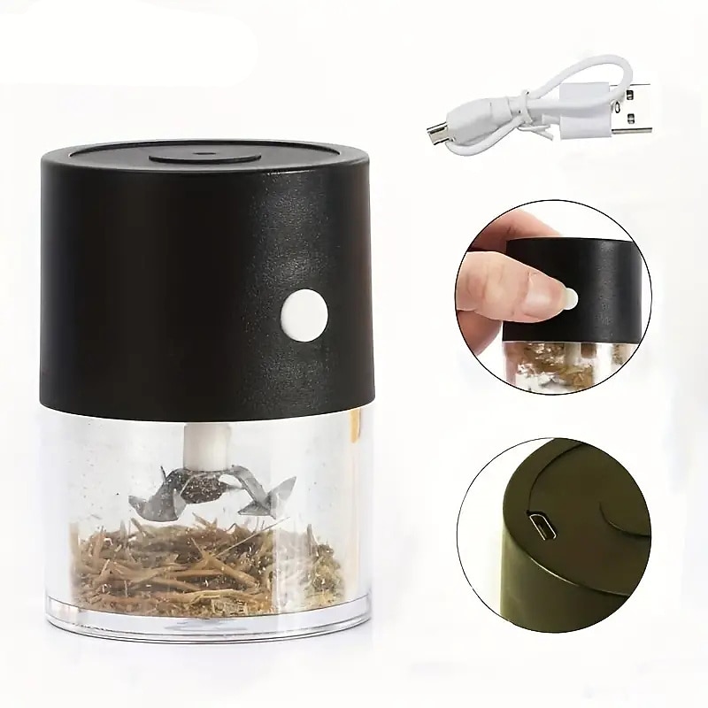 1pc USB Rechargeable Electric Tobacco Grinder - Portable Waterproof & Efficient - Grinds Dried Herbs & Spices!
