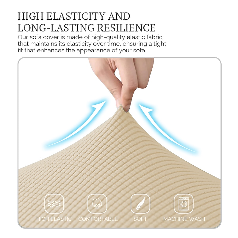 Stretch Sofa Cover Slipcover Burgundy Jacquard Elastic Sectional Couch Armchair Loveseat 4 or 3 Seater L Shape Soft Durable Washable(One Free Boster Case)3