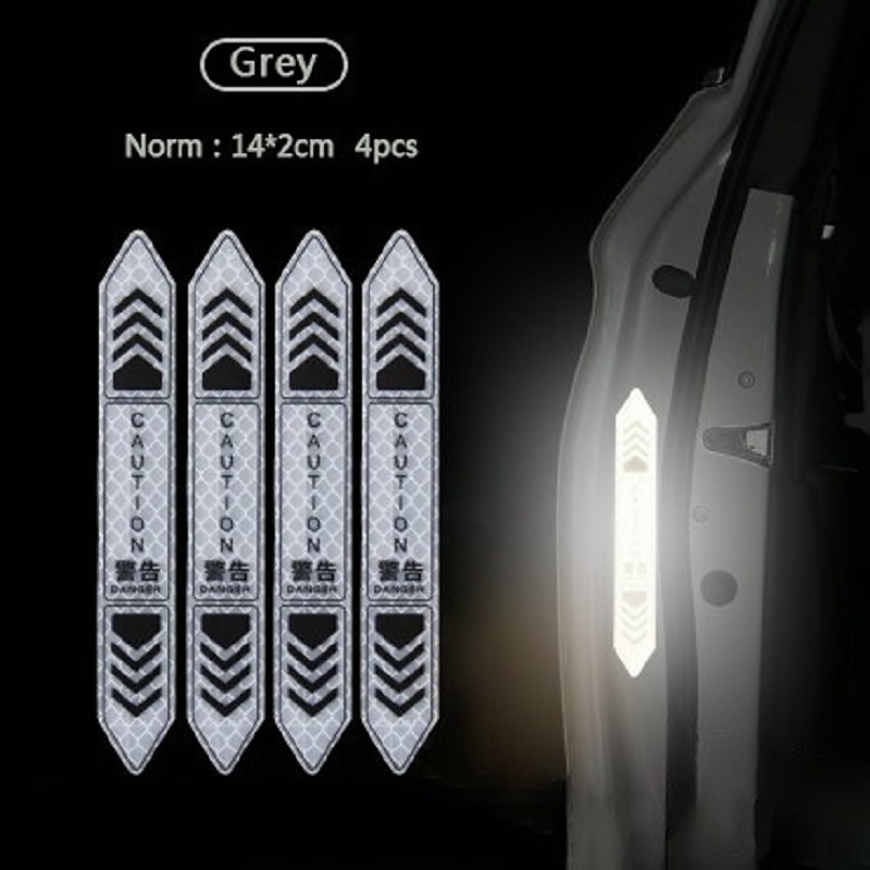 4 Pcs Car Door Warning Stickers Night Visibility Reflective Tape Door Stickers Decorative Stickers Car Body Reflective Strip Car Accessories4