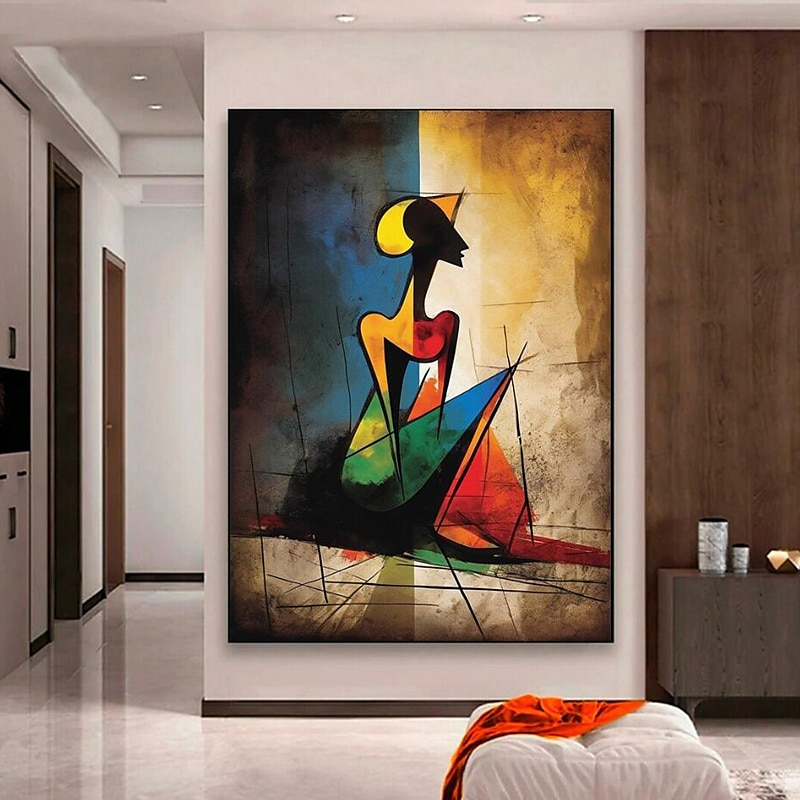 Hand Painted Abstract Painting Texture Girl Original Oil Paintings on Canvas as Personalized Gift Modern Wall Decor Fashion Girls Rolled Canvas (No Frame)3