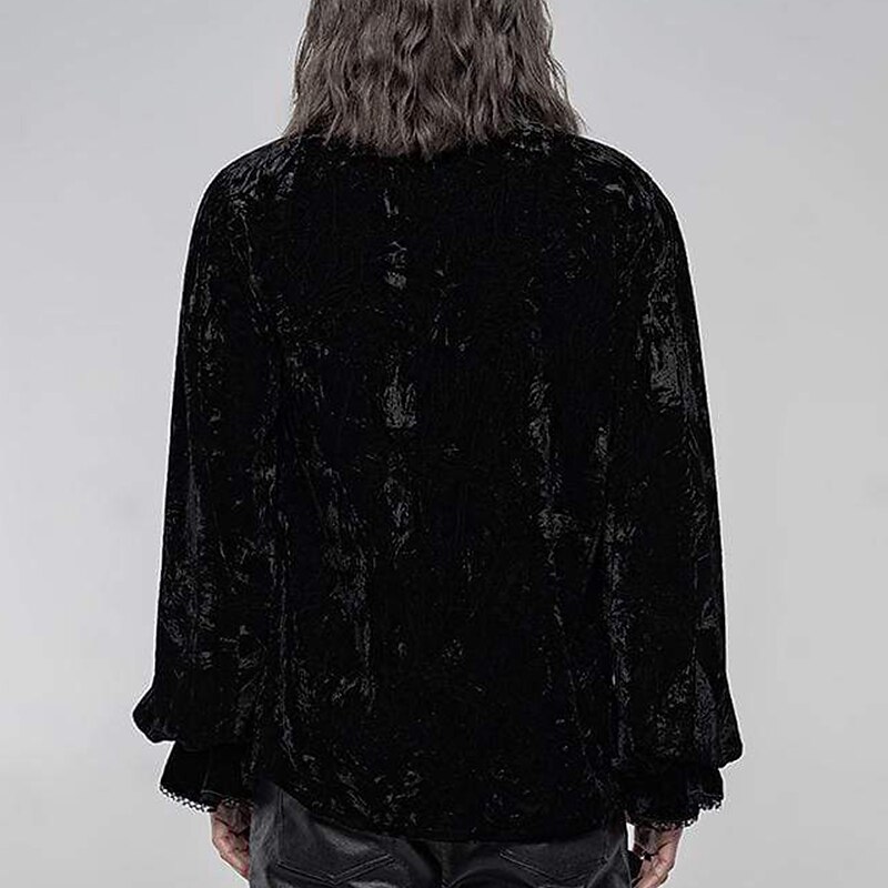 Men's Gothic Ruffles Loosed Velvet Shirts Punk & Gothic Medieval Steampunk Vampire  Cosplay Costume Halloween Party3