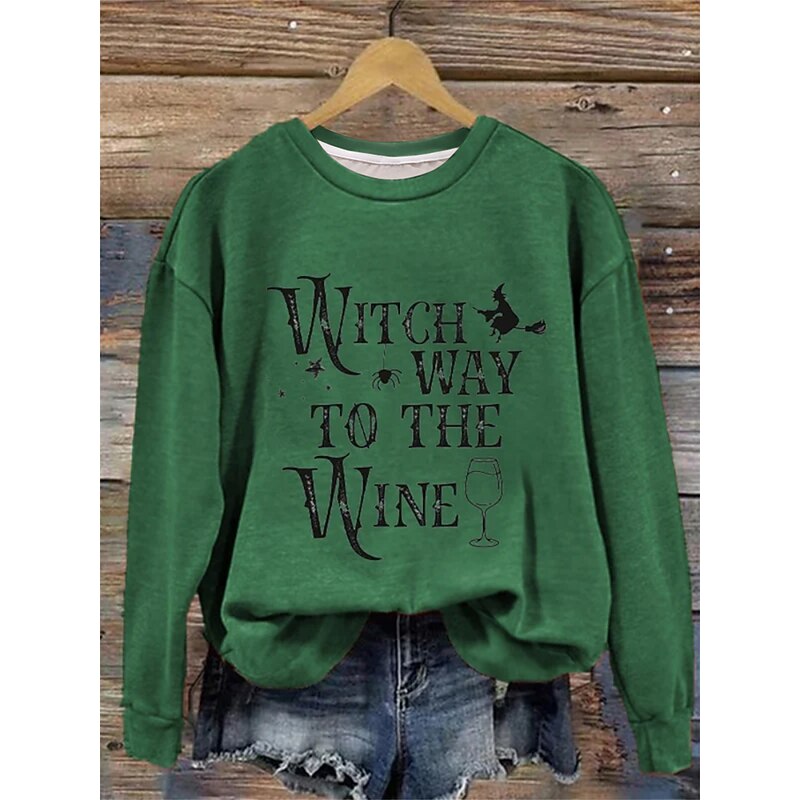 Halloween Women's Sweatshirt Sweatshirt Pullover Polyester Letter Casual Sports Basic Neon & Bright Round Neck Long Sleeve Top Micro-elastic Fall & Winter3