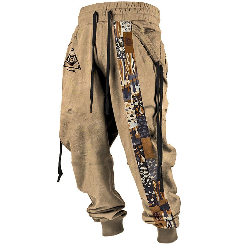 Tribal Bandana Print Vintage Men's 3D Print Sweatpants Pants Trousers Outdoor Street Casual Daily Polyester Black Red Blue S M L Mid Waist Elasticity Pants