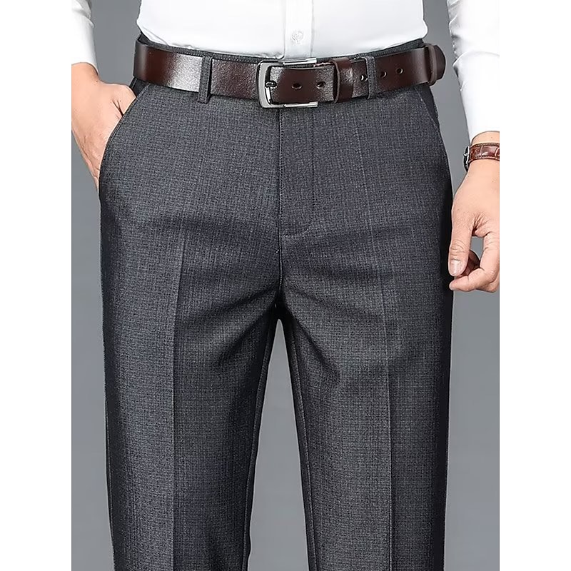 Men's Dress Pants Trousers Slacks Suit Pants Pocket Plain Comfort Breathable Wedding Outdoor Daily Fashion Casual Black Khaki2