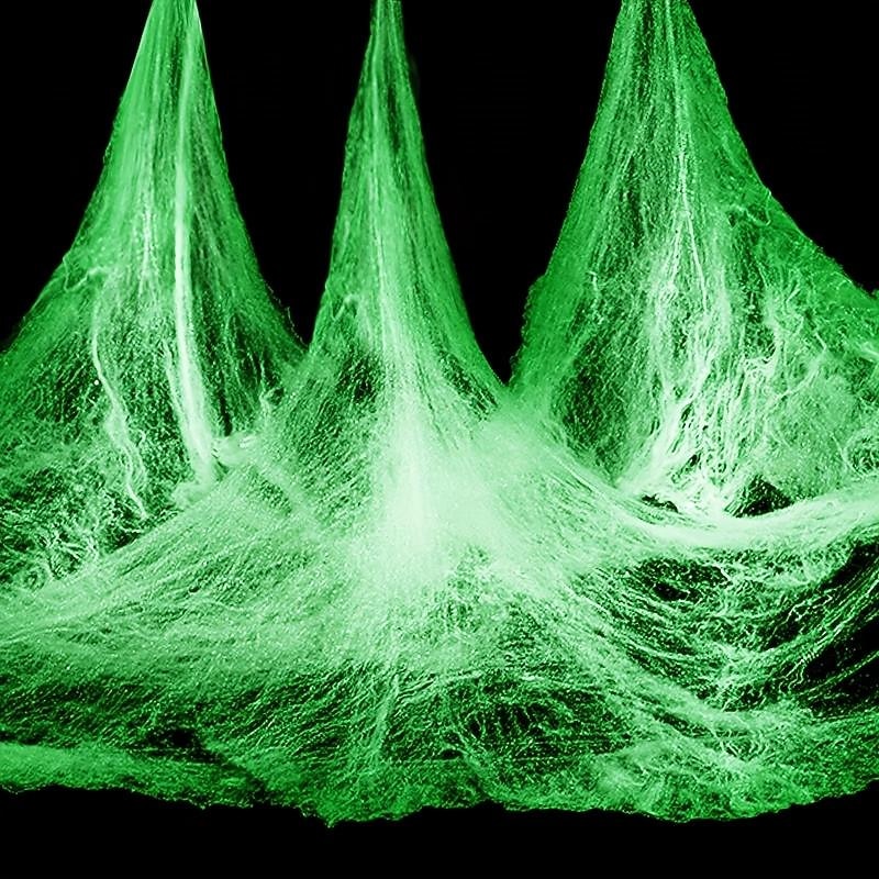 Glow In The Dark Spider Web Halloween Fake Spider Web White Stretch Spider Webs Halloween Decoration Cobwebs for Creepy Halloween Home and Party Indoor and Outdoor Decor
