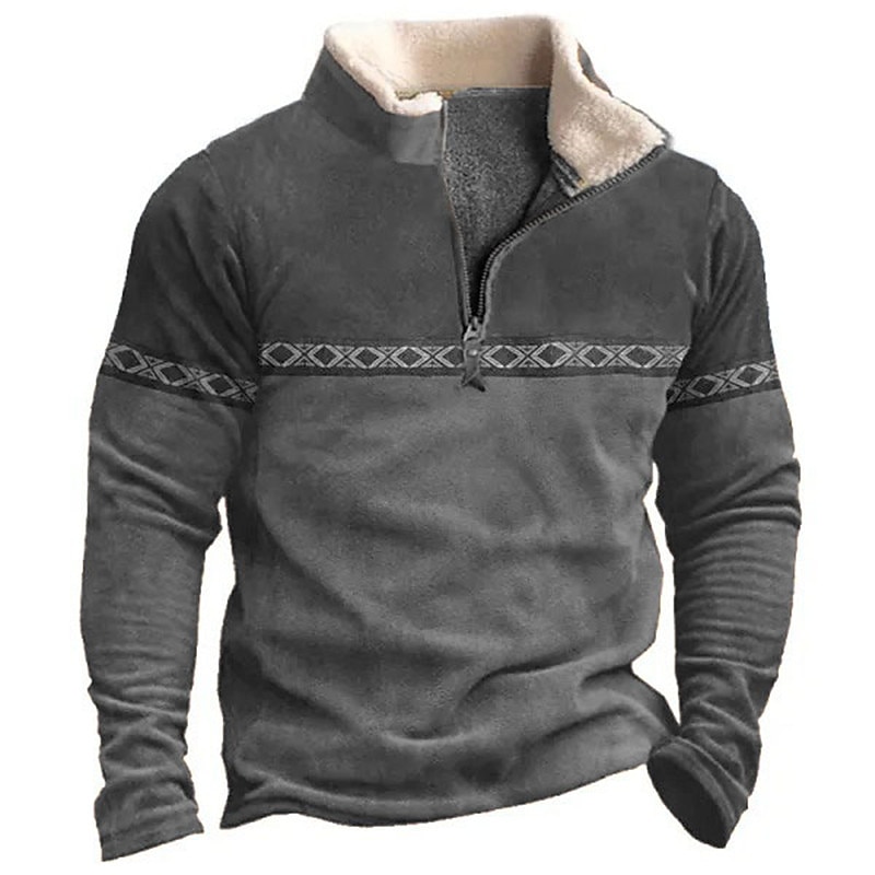Men's Graphic Tribal Sweatshirts Sweatshirt Zip Sweatshirt Long Sleeve Sweatshirt Quarter Zip Daily Basic Ethnic 3D Print Vacation Holiday Going out Print Fleece Fall & Winter4