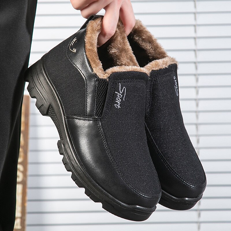 Men's Boots Snow Boots Winter Boots Fleece lined Walking Classic Casual Outdoor Home Cloth Warm Comfortable Slip Resistant Slip-on Black Brown Fall Winter3