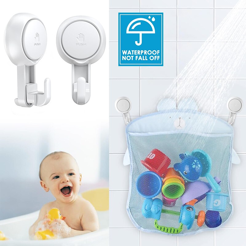 TAILI 2PCS Suction Hooks Powerful Vacuum Suction Cup Hooks- Heavy Duty for Shower, Waterproof Suction Hanger for Bathroom Kitchen Towel, Robe, Loofah Removable and Reusable for Bags Coat4