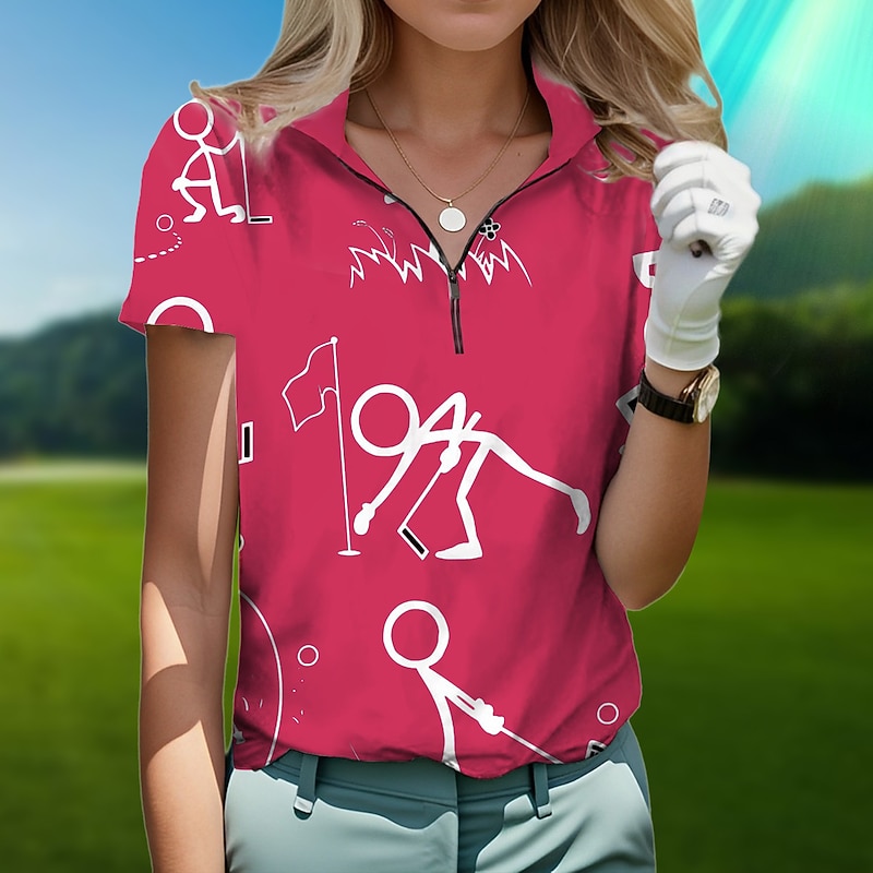 Women's Golf Polo Shirt White Short Sleeve Sun Protection Top Ladies Golf Attire Clothes Outfits Wear Apparel 11