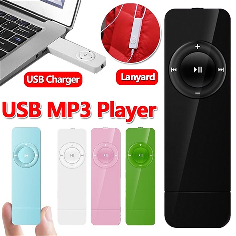 Digital MP3 Player Portable USB Rechargable Media Sound MP3 Music Player with Lanyard for Student Valentine's Day Gifts