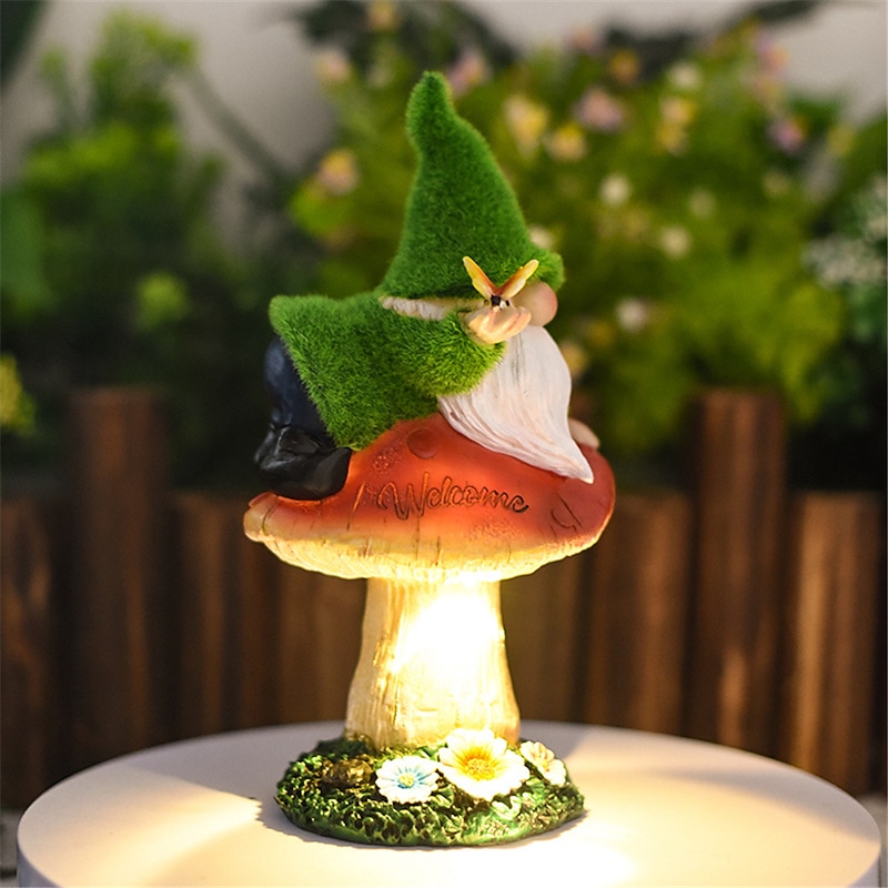 Solar Energy Genie Mushroom Outdoor Courtyard Decoration LED Lamp Lawn Lamp Garden Statue Crafts