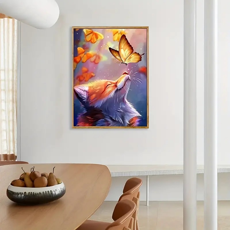 Animal Wall Art Canvas Fox Kisses Butterfly Prints and Posters Abstract Portrait Pictures Decorative Fabric Painting For Living Room Pictures No Frame3