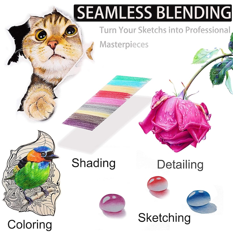 180 Pcs Professional Colored Pencils, Drawing Pencils Lead 3.0mm, Tin Box Package, 180 Colors Set Wood Colored Pencils for Adult Artists., Back to School Gift3