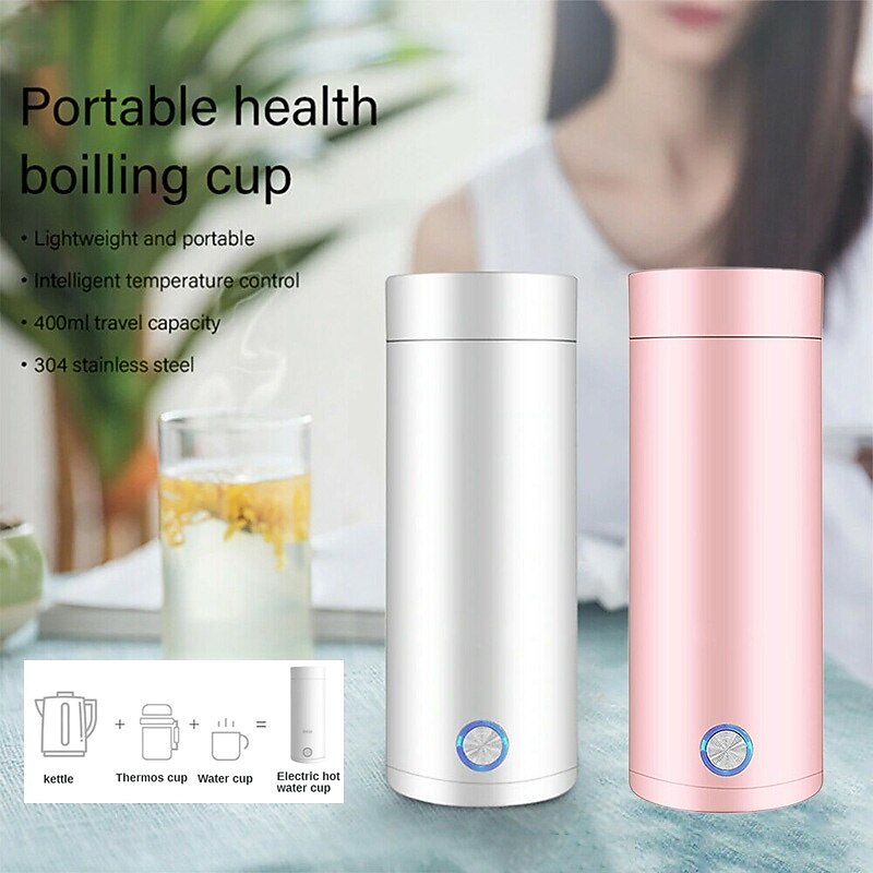 400ml Portable Electric Kettles Cup Smart Hot Water Tea Coffee Stainless Heater Travel2