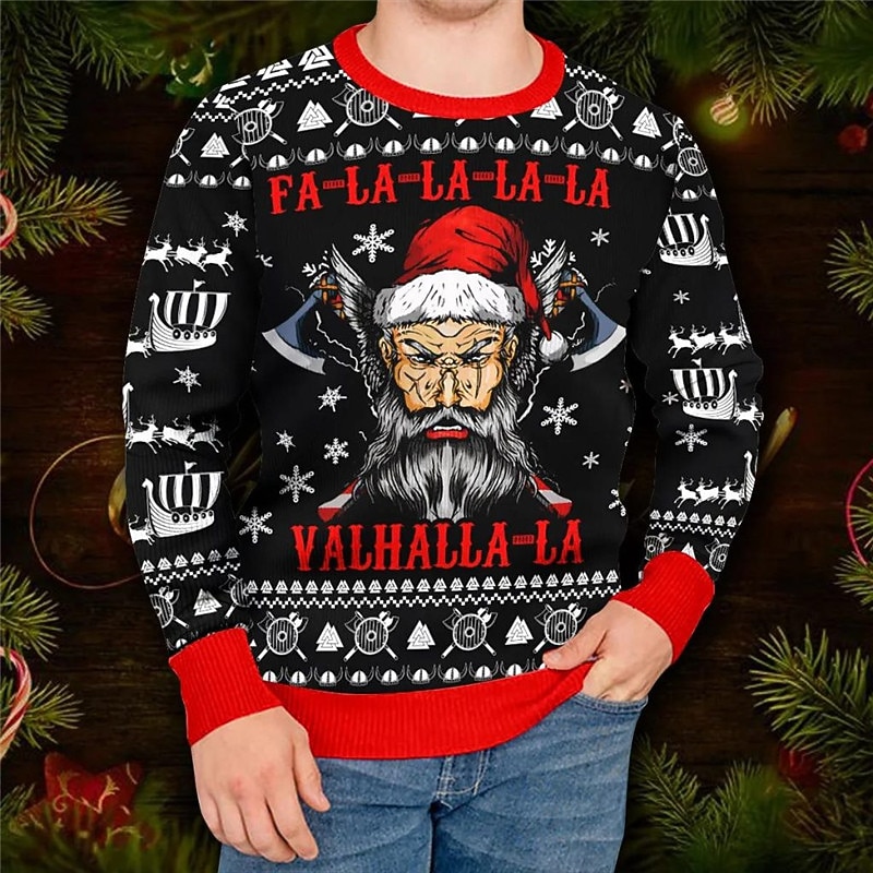 Ugly Christmas Sweater Men's Funny Sweaters Skull Letter Snowflake Gothic Print Knitting Pullover Jumper Knitwear New Years Eve Sweater Outdoor Daily Vacation Long Sleeve Wine Black Red Fall Winter4