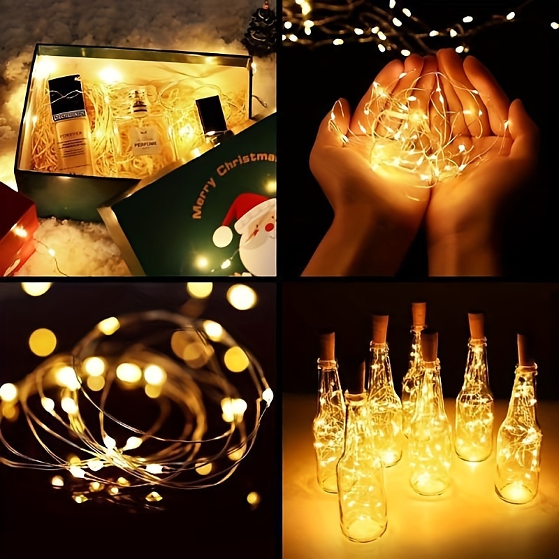 Elegant Wedding Reception Party 1/2/6/10pcs Wine Bottle String Lights 2m 20LEDs with Cork Warm White White Multi Color Red Blue Waterproof Christmas Wedding Decoration Batteries Powered2