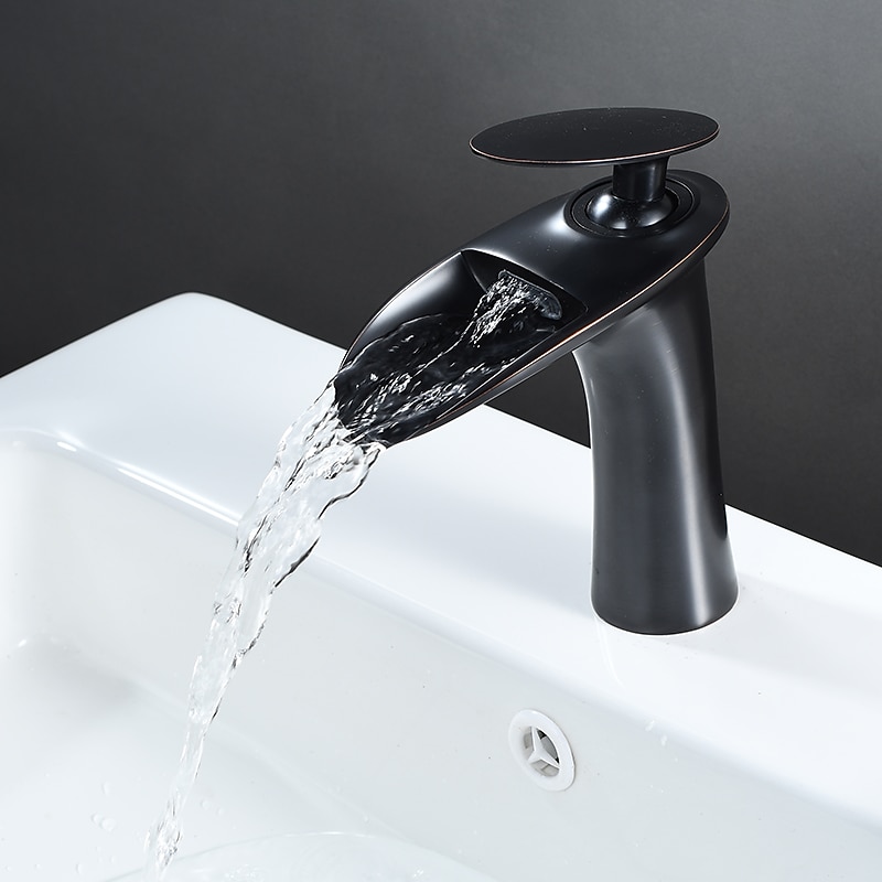 Bathroom Sink Faucet - Waterfall Electroplated / Painted Finishes Centerset Single Handle One HoleBath Taps3