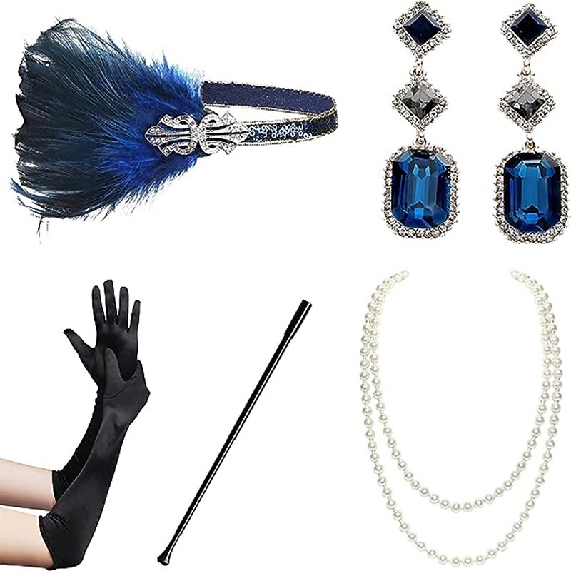 1920s Great Gatsby Accessories Set for WomenCostume Flapper Headpiece Headband