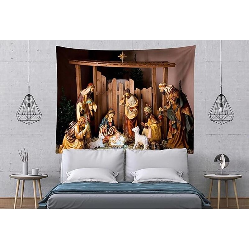Christmas Decorations Jesus'being Hanging Tapestry Wall Art Xmas Large Tapestry Mural Decor Photograph Backdrop Blanket Curtain Home Bedroom Living Room Decoration3