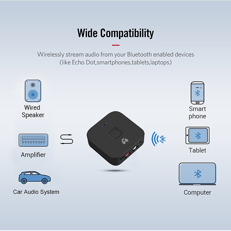 VAORLO NFC Receiver Bluetooth 5.0 Adapter With 3.5mm AUX Jack For Car Kit Speaker And Headphones Wireless Receiver Stereo Music3