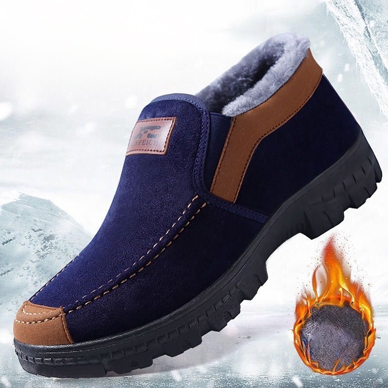 Men's Boots Snow Boots Winter Boots Comfort Shoes Fleece lined Walking Vintage Casual Outdoor Daily Leather Warm Height Increasing Comfortable Loafer Black cotton Blue cotton Fall Winter2