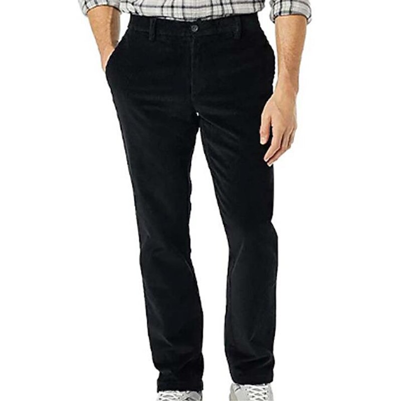Men's Dress Pants Corduroy Pants Winter Pants Trousers Suit Pants Pocket Plain Comfort Breathable Outdoor Daily Going out Fashion Casual Dark Brown Black4