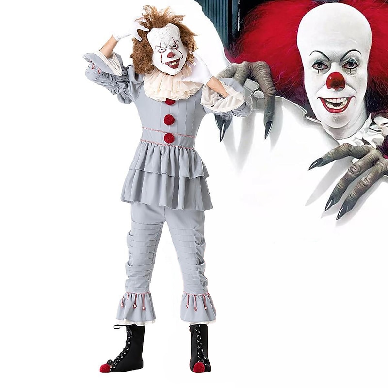 Burlesque Clown Pennywise Halloween Cosplay Costume Party Costume It Outfits Scary Costume Adults' Men's Women's Halloween Carnival Masquerade Performance Party Easy Halloween Costumes Dress Up