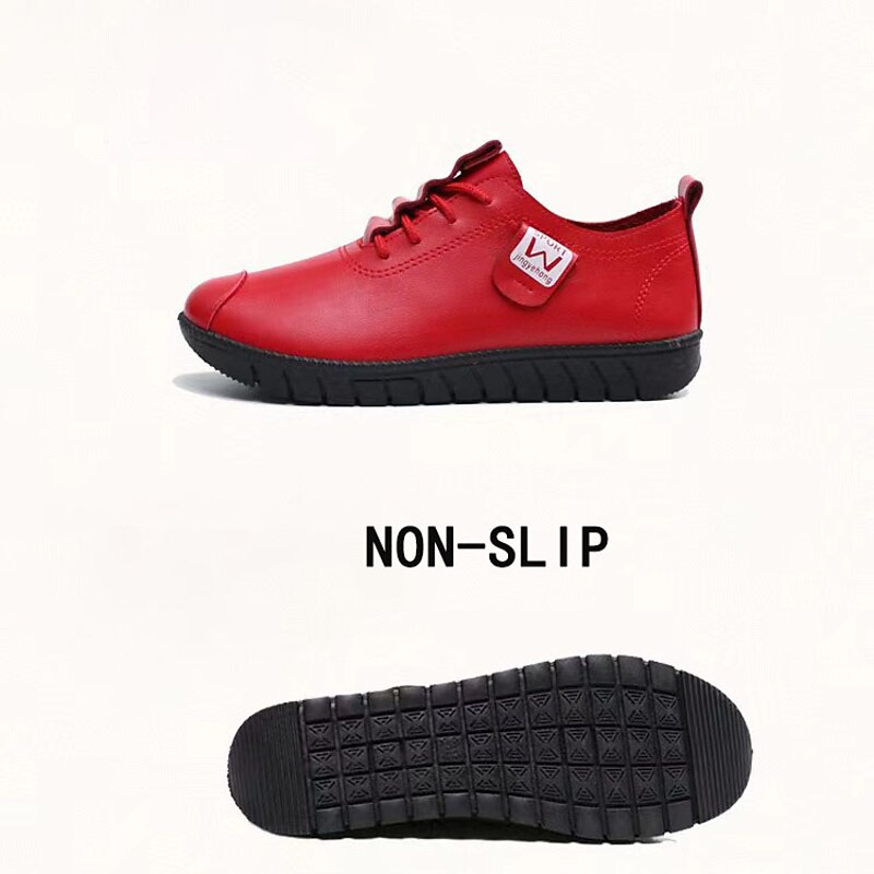 Women's Sneakers Flats Slip-Ons Valentines Gifts Plus Size Soft Shoes Valentine's Day Daily Solid Color Winter Flat Heel Round Toe Elegant Casual Comfort Walking PU Lace-up Black Red4