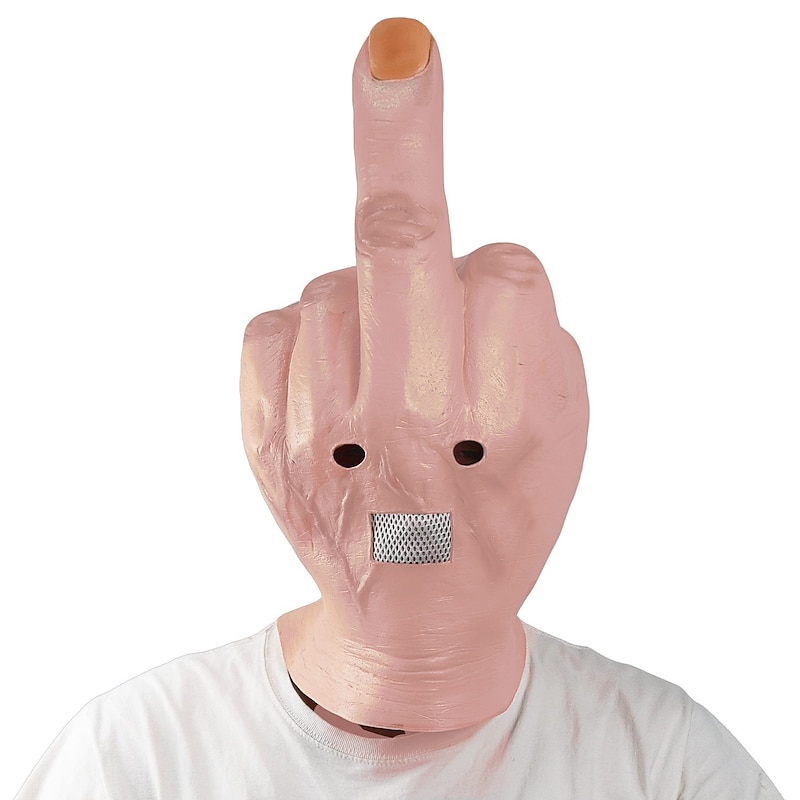 Middle Finger Halloween Mask Halloween Props Creepy Fingers Carnival Mask Funny Scary Costume Adults' Men's Women's Halloween Carnival Mardi Gras Easy Halloween Costumes Dress Up4