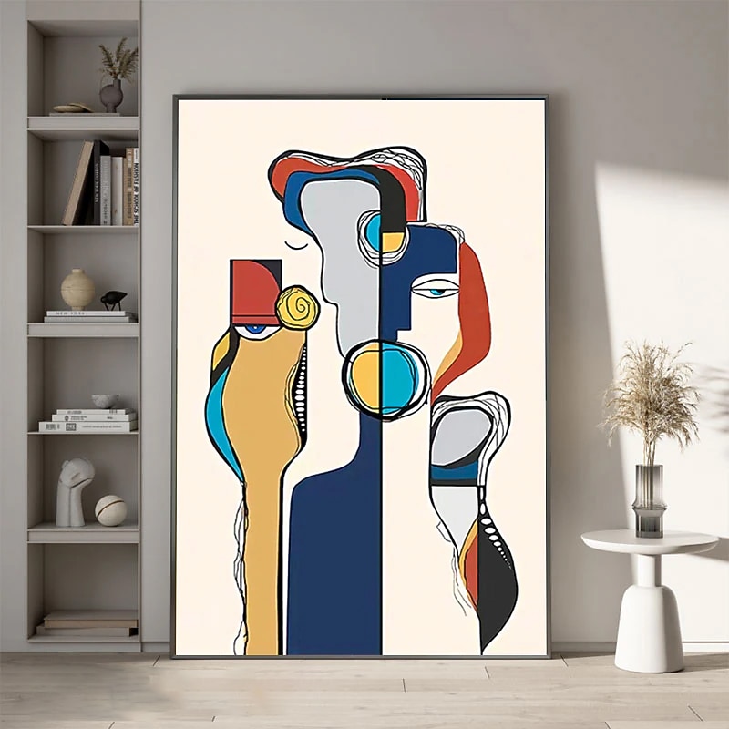 Handmade Oil Painting Canvas Wall Art Modern Decoration Picasso Style bstract Color Block Figure for Home Living Room Decor Rolled Frameless Unstretched Painting3