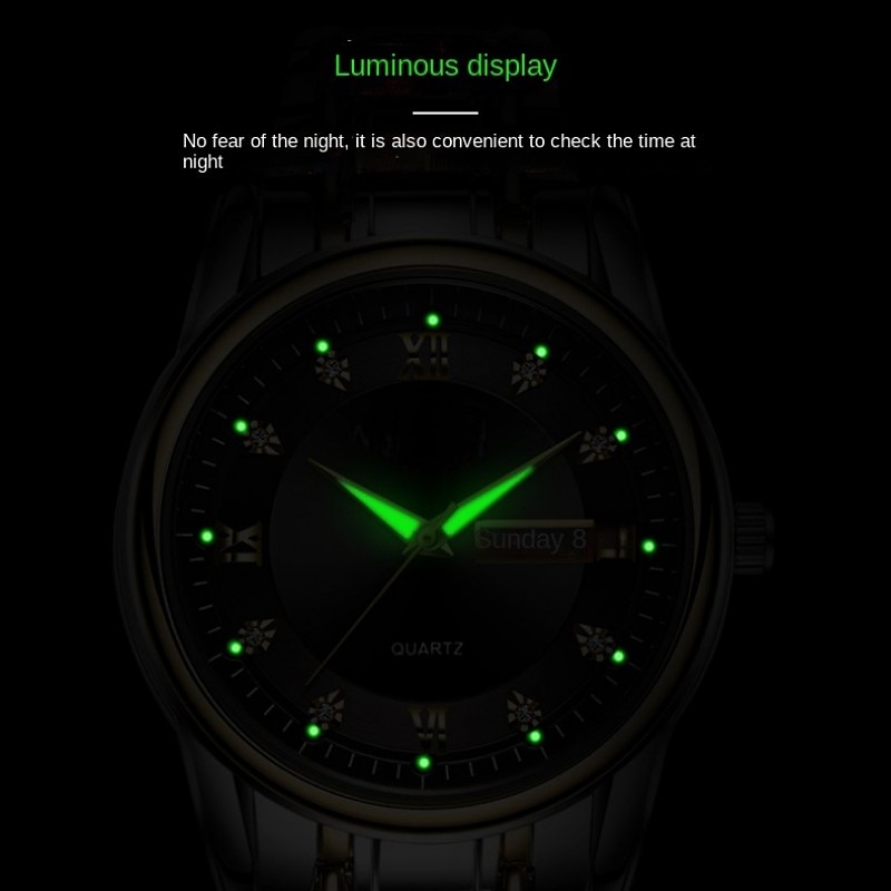 Luxury Mens Watches Luminous Waterproof Stainless Steel Watch Quartz Men Date Calendar Business Wristwatch Relogio Masculino2