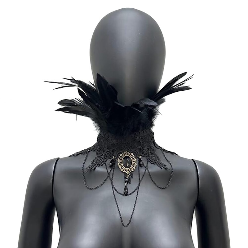 Retro Vintage Punk & Gothic Necklace Feather Collar Witch Maleficent Fancy Dress Women's Fantasy Steampunk Walpurgis Night Masquerade Party / Evening Adults' Neckwear2