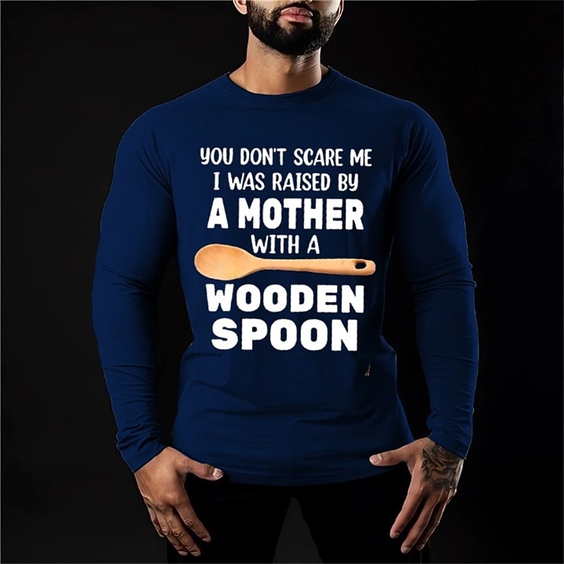 Men's Letter T Shirt 100% Cotton Long Sleeve Graphic Shirt Heather Gray Red Green Comfortable Tee Sports Outdoor Holiday Fashion Designer Clothing3