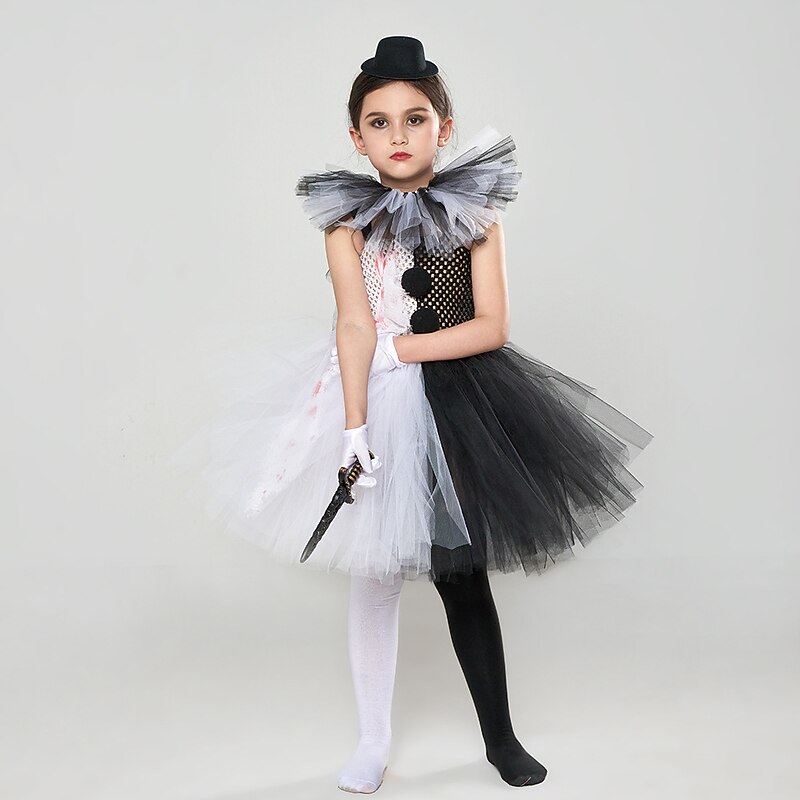 Clown Pennywise Halloween Dress Cosplay Costume Tutu Halloween Cosplay Halloween Kid's Girls' Halloween Carnival Masquerade Performance Party Halloween Easy Halloween Costumes Dress Up3