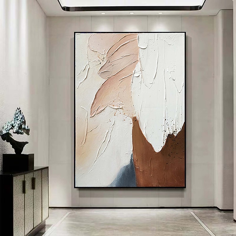 Handmade Hand Painted Oil Painting Wall Art Large Original Beige Abstract Painting Gray Painting Modern pink Oil Painting Minimalist Abstract Painting Decor Rolled Canvas No Frame Unstretched2