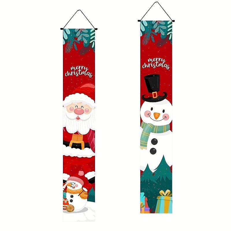 1set Banners Garland Decor Outdoor Party Supplies Outdoor Flag Xmas Decorations Merry Christmas Banner Christmas Bunting Porch Sign Decorative Couplet Christmas Couplet Cloth4