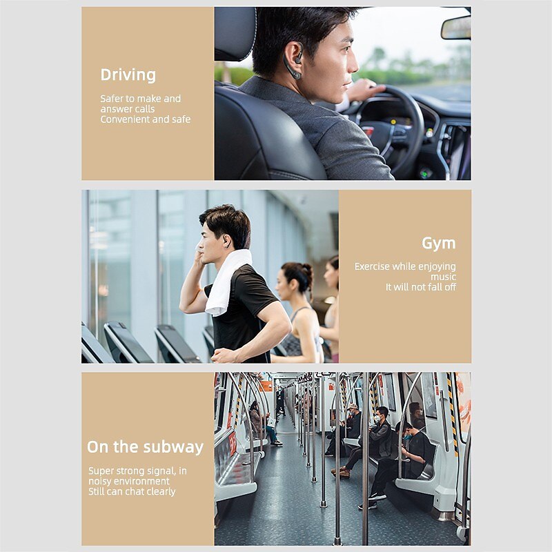 Painless Wear Earhook Bluetooth Earphone Handsfree Wireless Bluetooth Headset Stereo In-Ear Headphone with Mic for Business Driver Trucker Hand-free Calling3