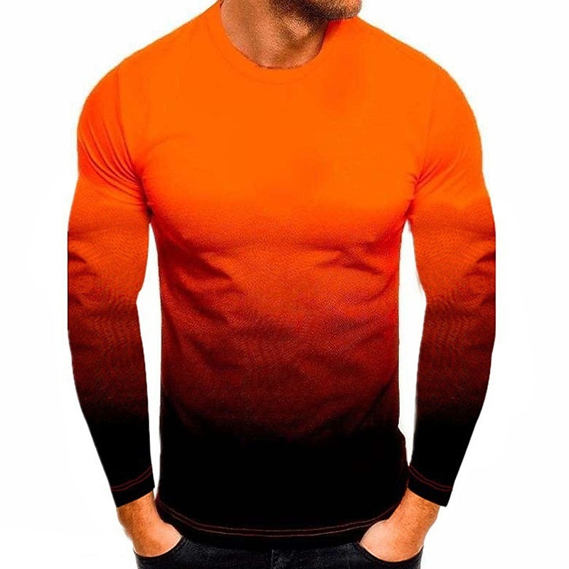 Men's T Shirt Tee Top Long Sleeve Shirt Long Sleeve Crew Neck Spring &  Fall Color Block Fashion Designer Basic Vacation Street Going out Black White Red Top Tee for Men