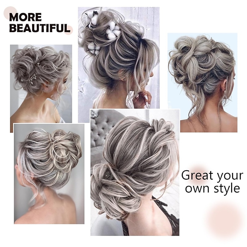 Messy Bun Hair Pieces for Women and Girls Synthetic Tousled Updo Hair Extensions Faux Hair Bun for Daily Wear2